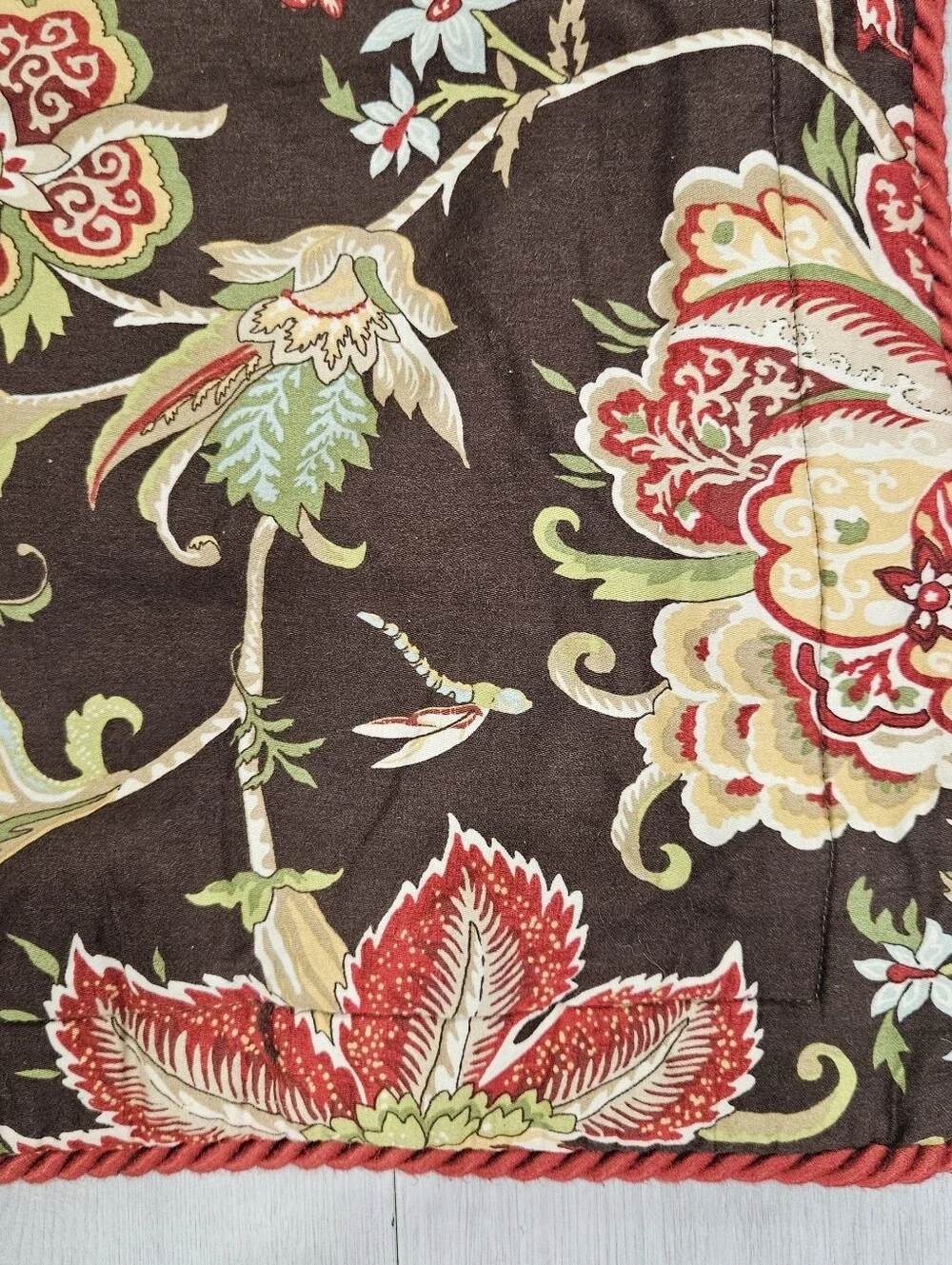 Cote Couture MULHOUSE Rose Tree STD Pillow Shams Brown Floral Rope Trim Autumn 2